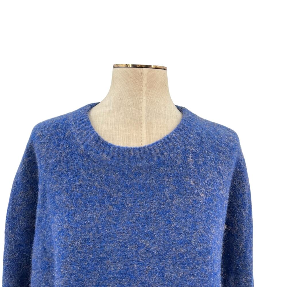 Lewit Sweater Hi-LowKnit Crewneck Marled Wool Blend Blue Size Large - Picture 2 of 10